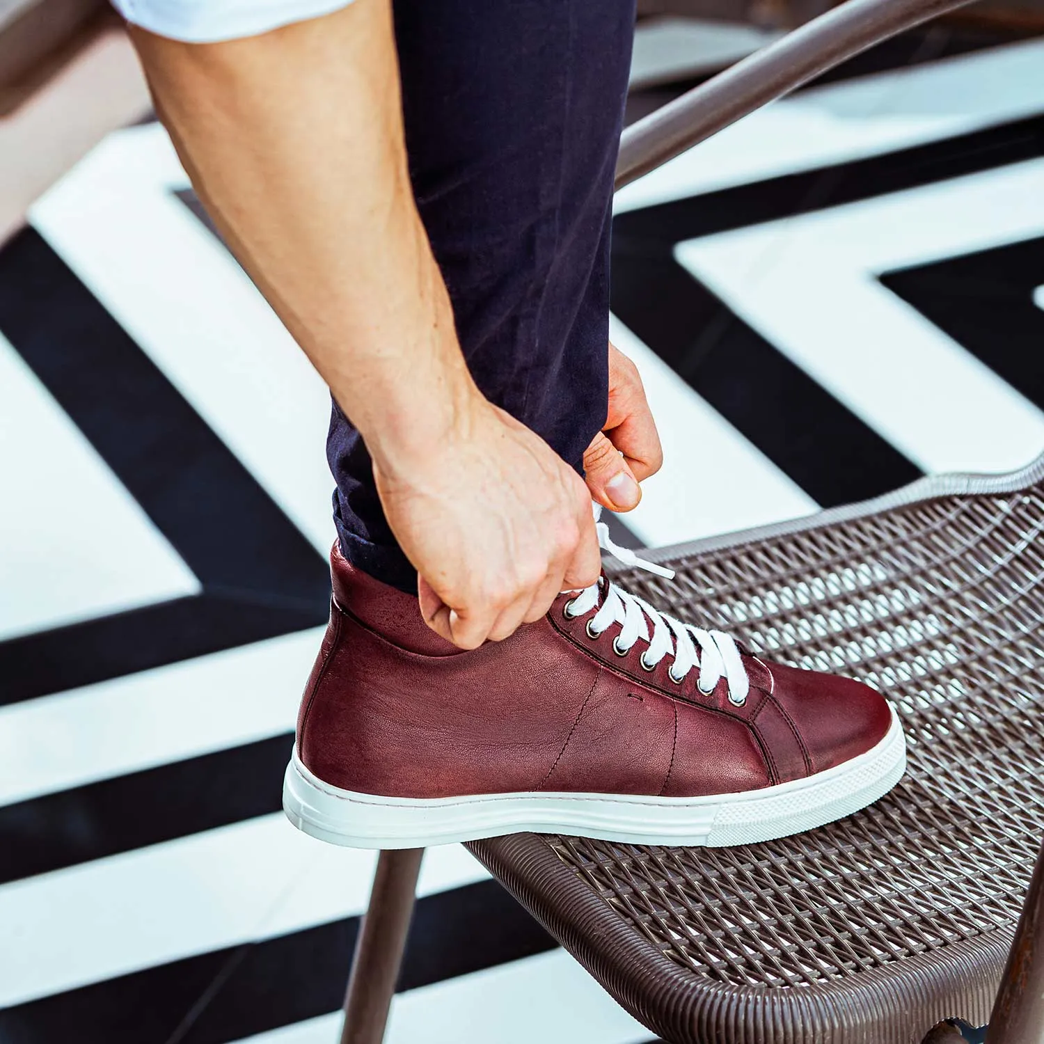 Saint Tesoro Burgundy Handcrafted Leather Sneakers