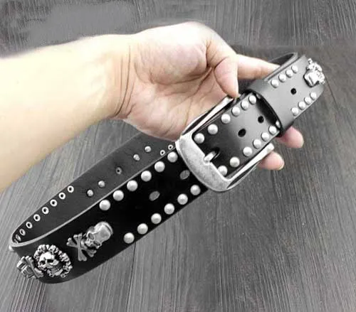 Sexy Skull Rivet Stylish Cowhide Belt