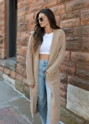 Smooth Waves Mocha Trench Knit Cardigan