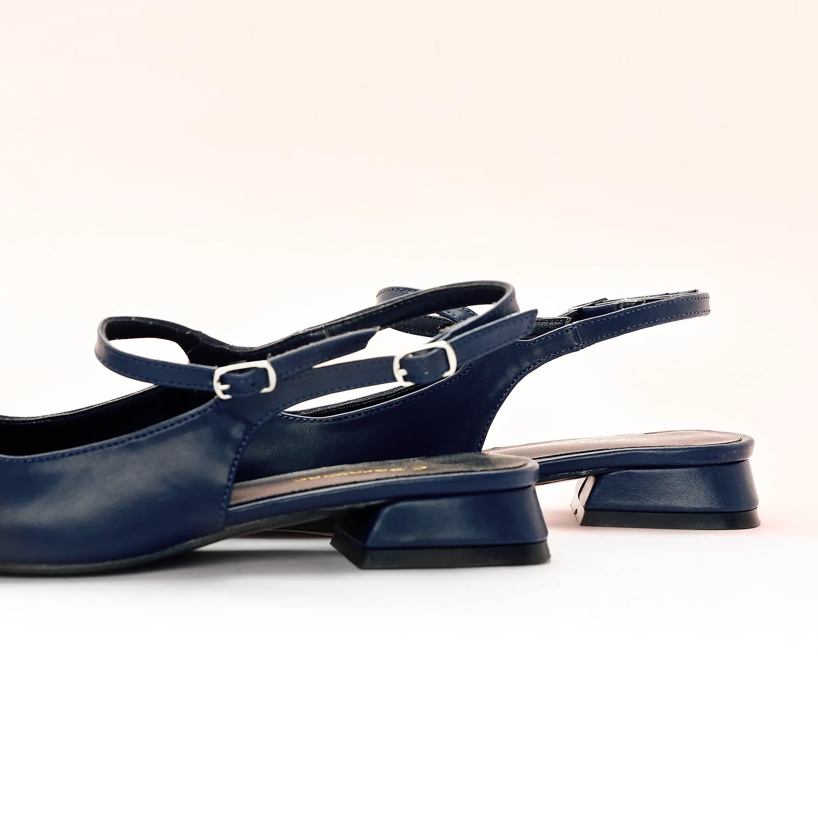 Square-Toe Slingback Flats (Felicia) Navy