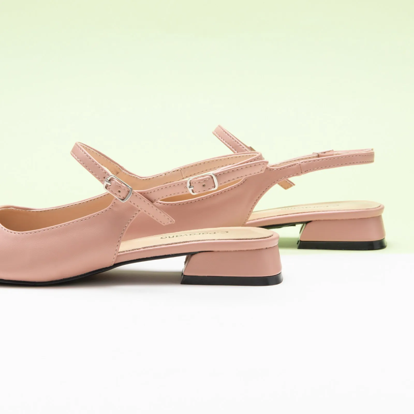 Square-Toe Slingback Flats (Felicia) Pink