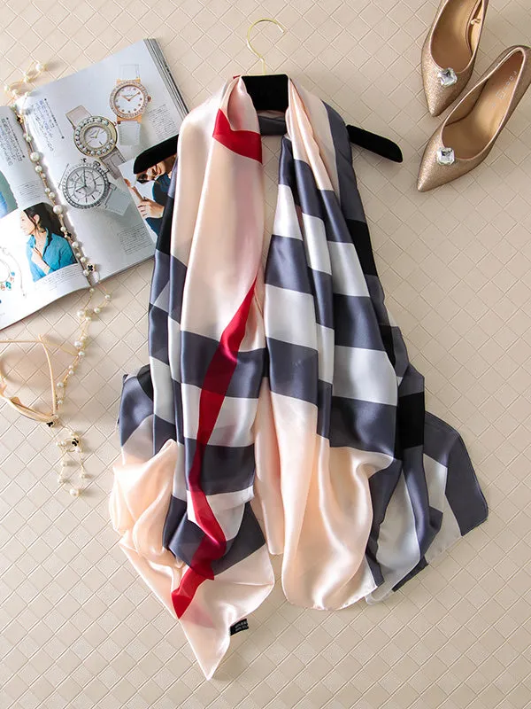 Stylish Plaid Silk Imitation Shawl&Scarf