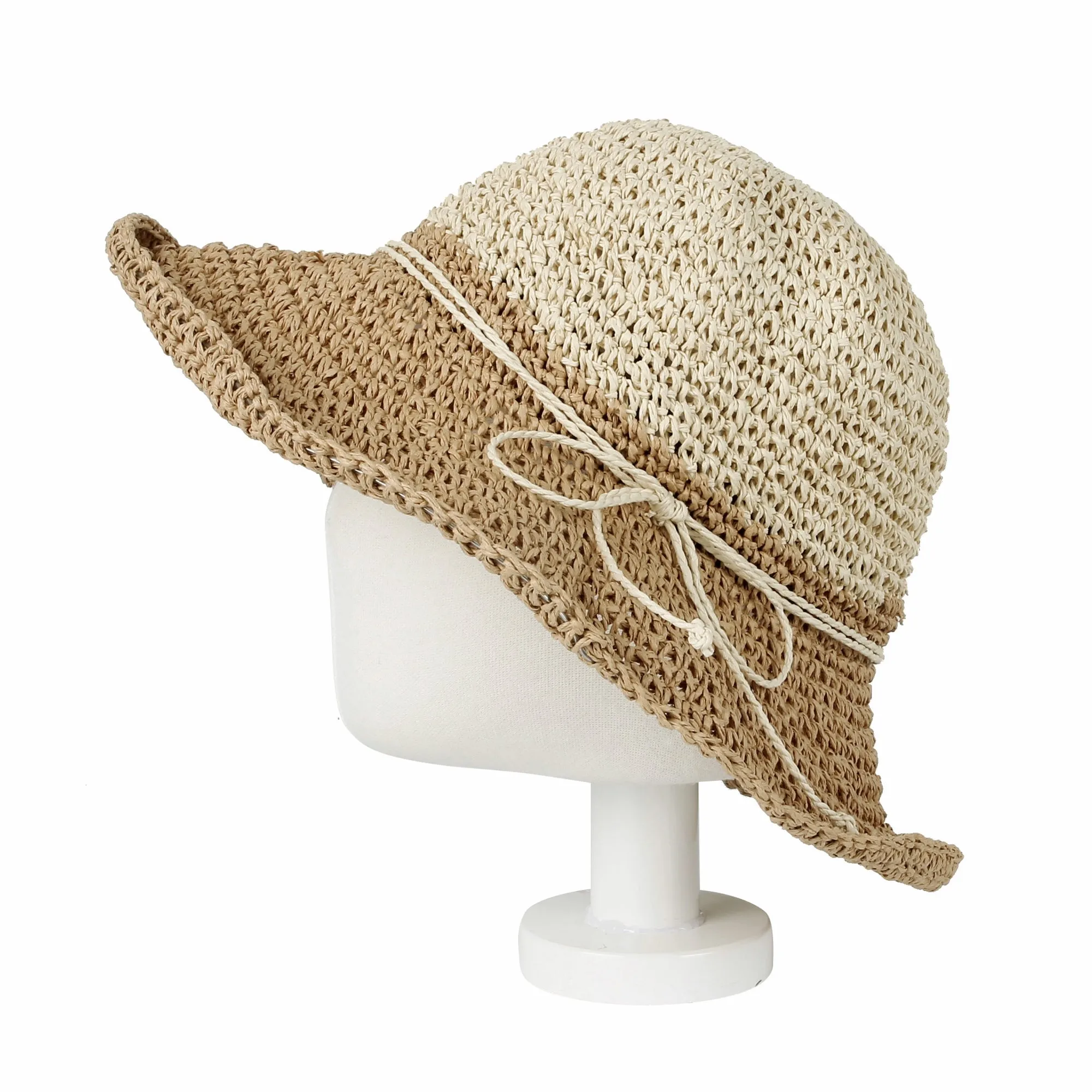 Women Floppy Flanging Straw Sun Hat Summer Beach Cap Wide Brim SLH1256