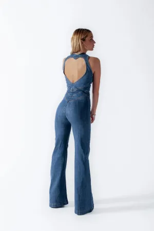 Women’s Backless Heart Jumpsuit - Stylish & Elegant