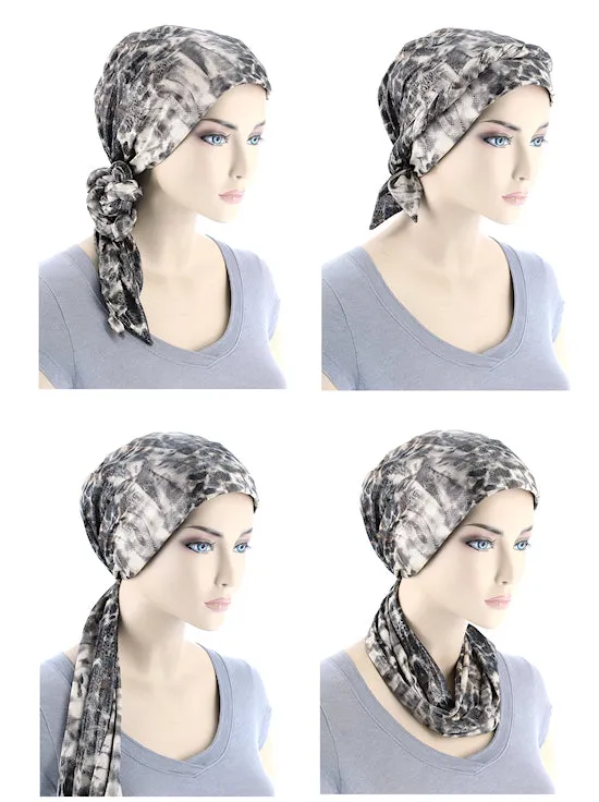 WPS-876#Head Wrap Scarf Navy Crepe Chiffon